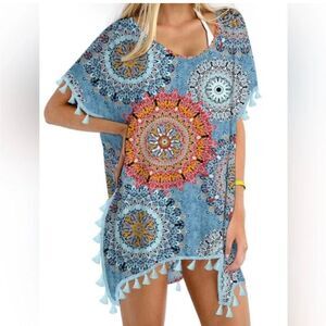 Yincro NWT Women's Bright Bold Beach Swimsuit Cover Up Size Large